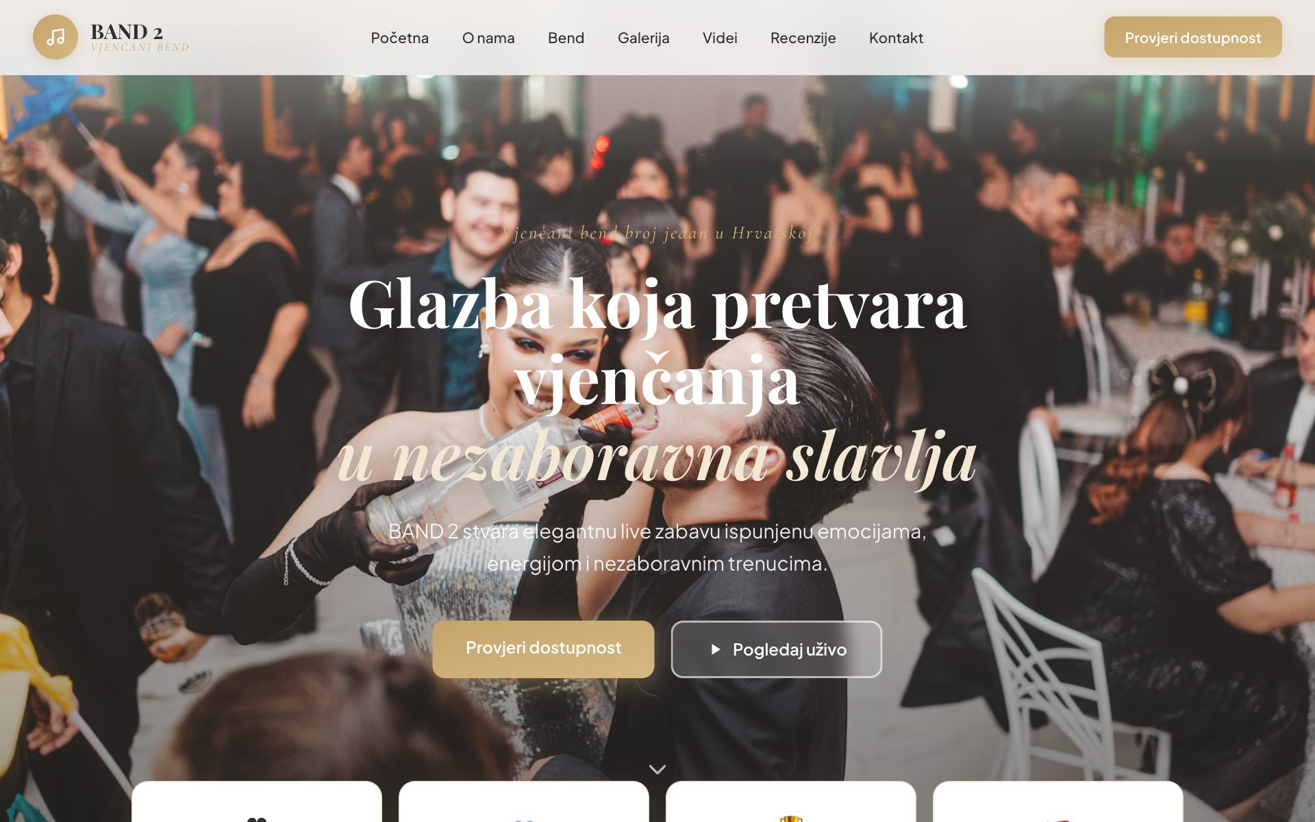 Primjer web stranice — svadbeni bend (svijetli elegantni dizajn)